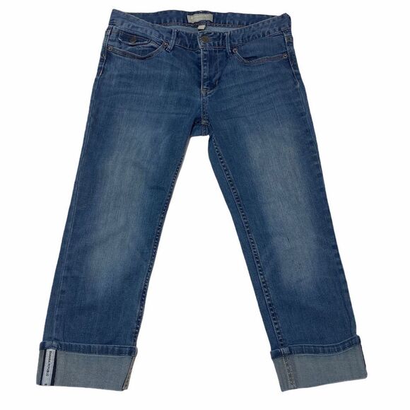 BANANA Republic Stretch Blue Cuff Cropp Jeans 28/6 - Picture 1 of 11